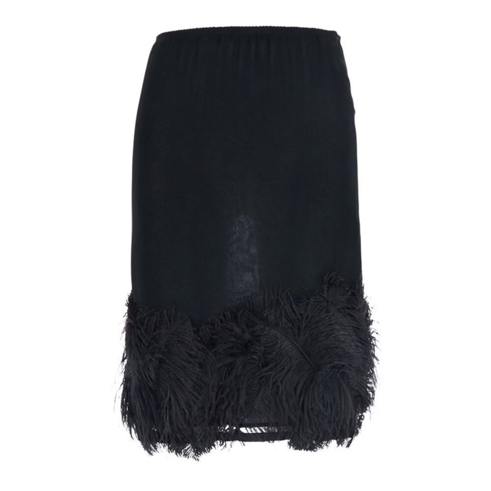 Semicouture Women Black Skirt With Feather Details In Tech Fabric For Women